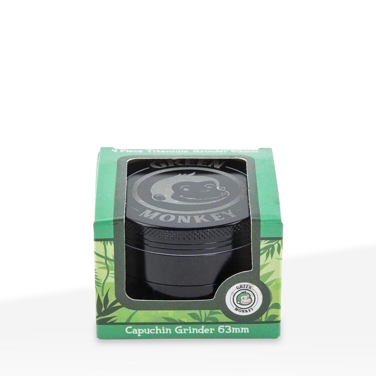 Green Monkey Herb Grinder | 4 Piece Capuchin Magnetic | 2.5" / 63mm - Zinc