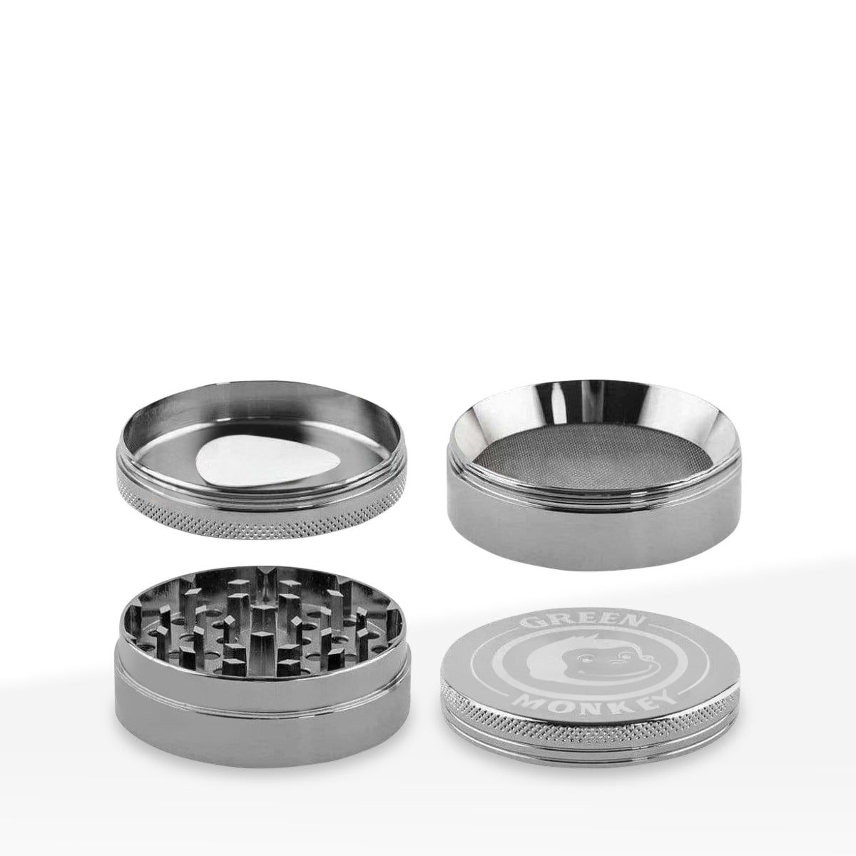 Green Monkey Herb Grinder | 4 Piece Capuchin Magnetic | 2.5" / 63mm - Zinc