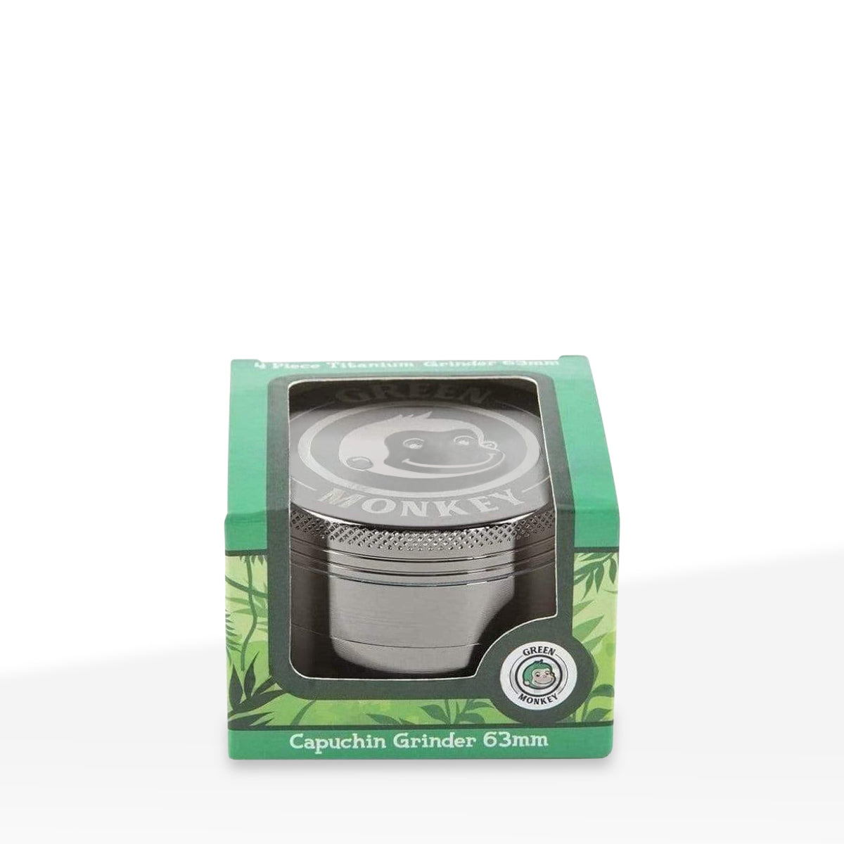 Green Monkey Herb Grinder | 4 Piece Capuchin Magnetic | 2.5" / 63mm - Zinc