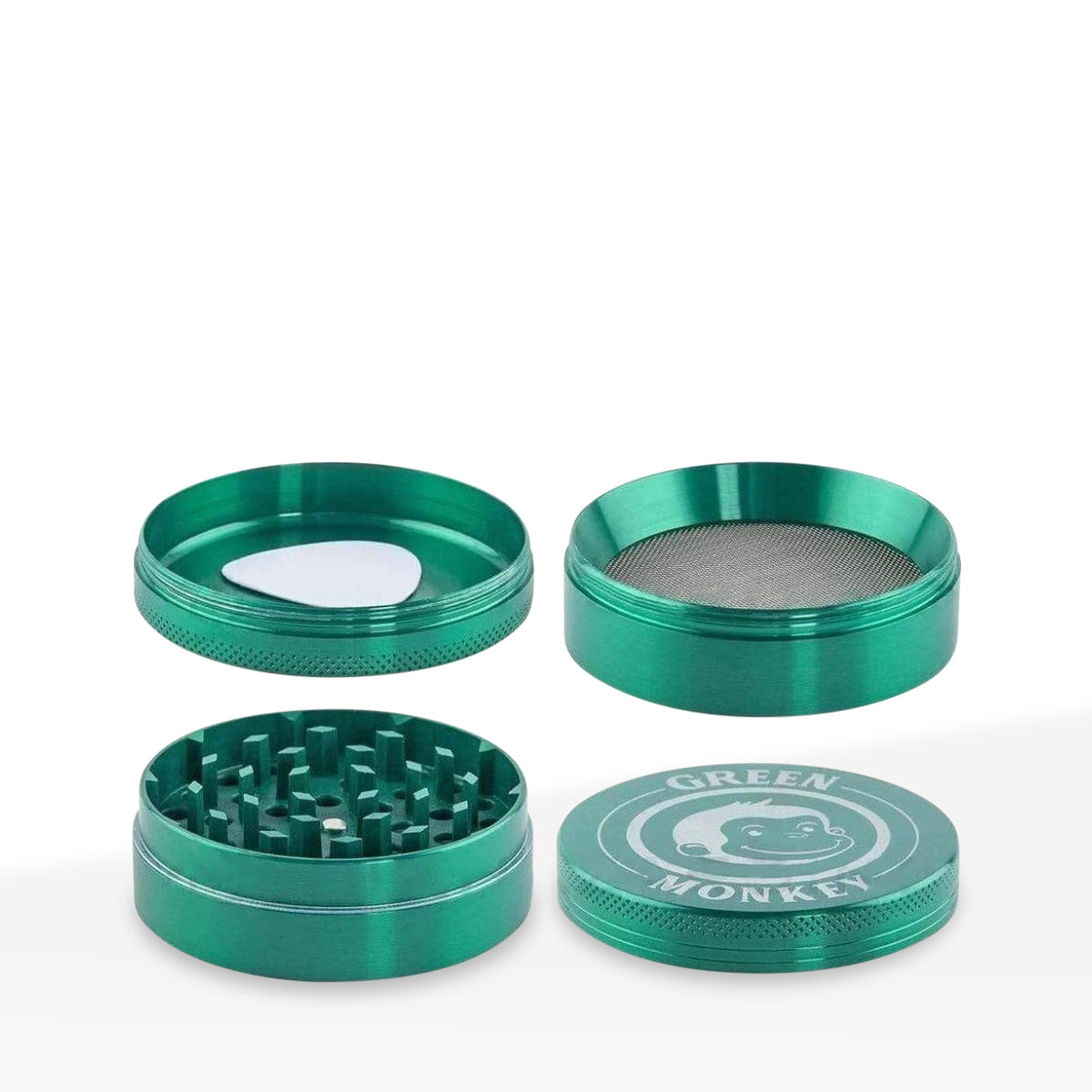 Green Monkey Herb Grinder | 4 Piece Capuchin Magnetic | 2.5" / 63mm - Zinc