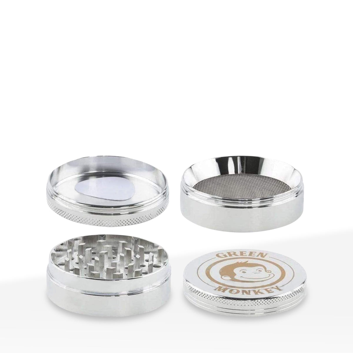 Green Monkey Herb Grinder | 4 Piece Capuchin Magnetic | 2.5" / 63mm - Zinc