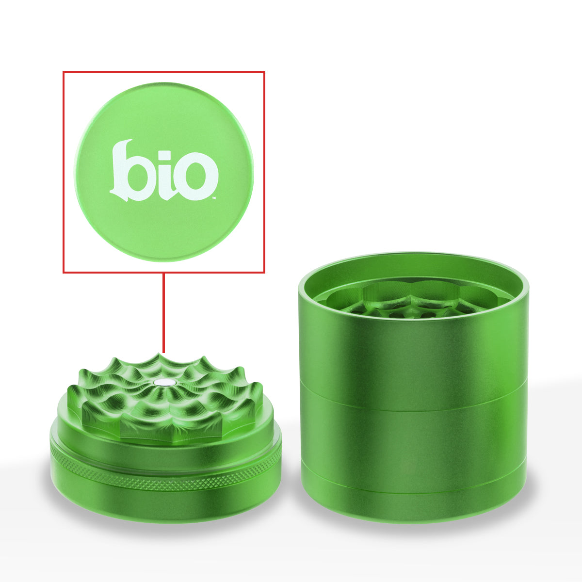 BIO Glass Herb Grinder | 5 Piece Webbed Toothless | 2.5