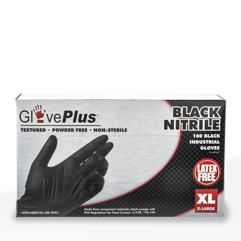 GlovePlus Black Nitrile Industrial Gloves by AMMEX, Size L - 100 count