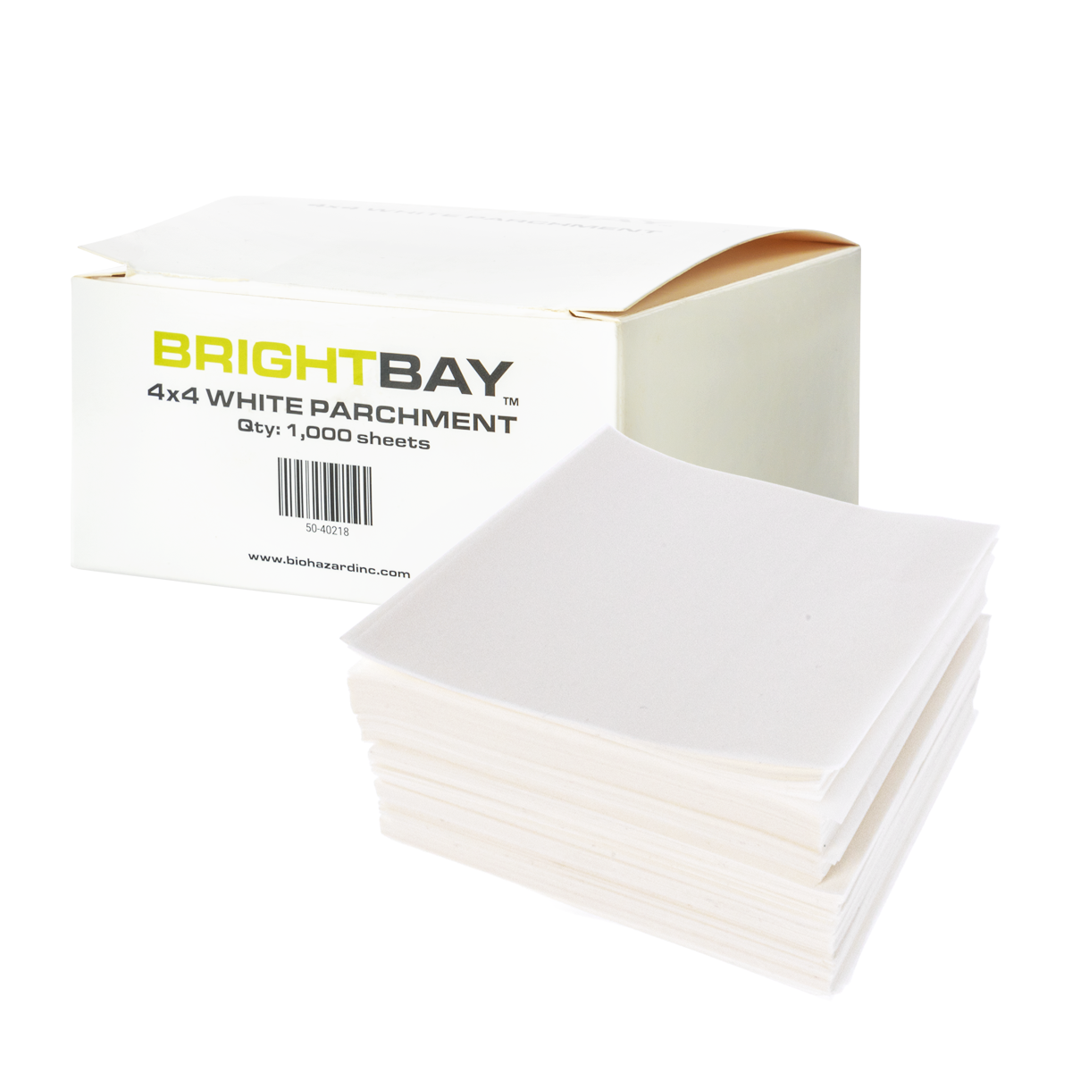 BrightBay | White Parchment Paper | 4" x 4" - 1000 Count - Biohazard Inc