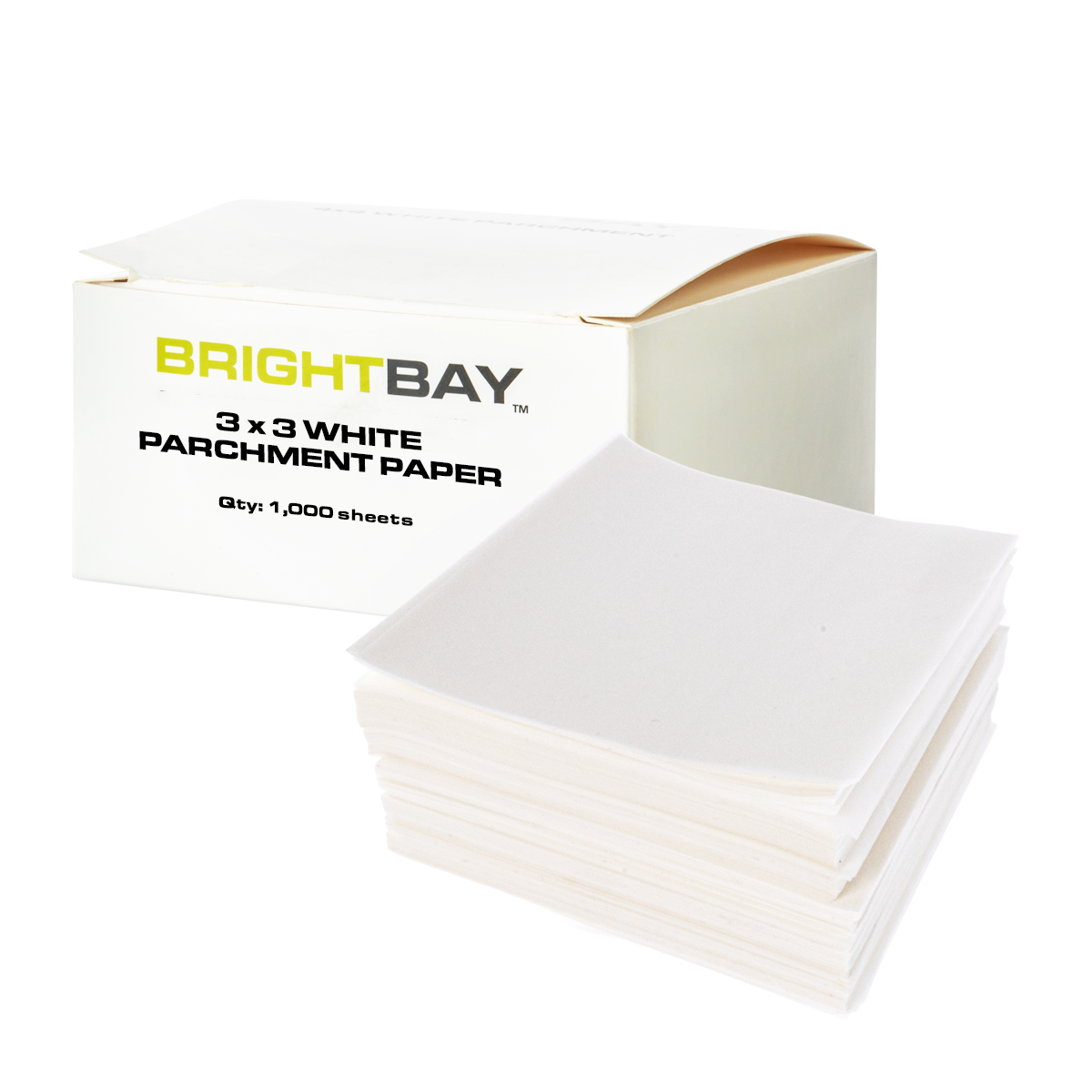 BrightBay | White Parchment Paper | 3" x 3" - 1,000 Count - Biohazard Inc
