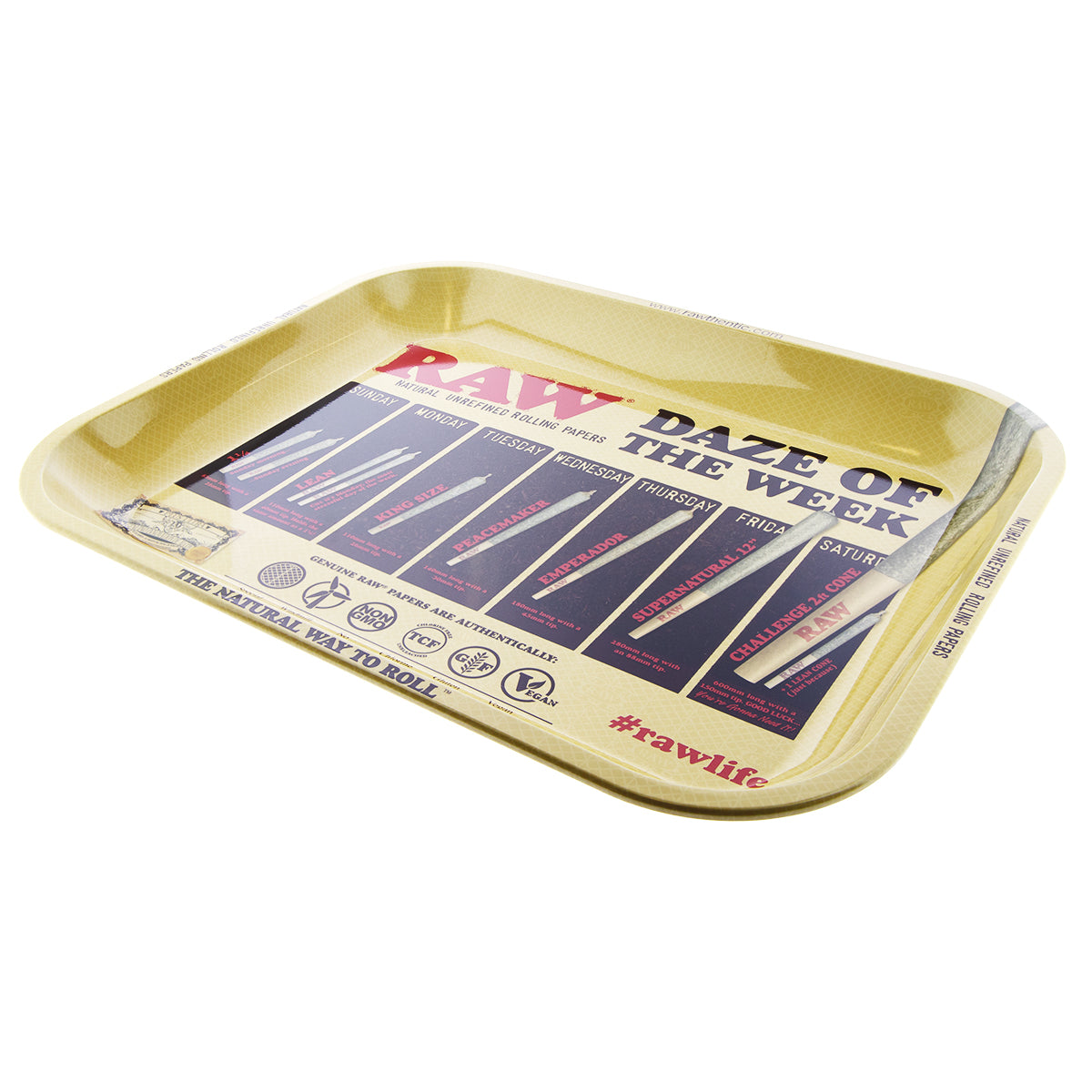 RAW® | 'Daze of the Week' Rolling Tray | Large - 14" x 11" - Metal