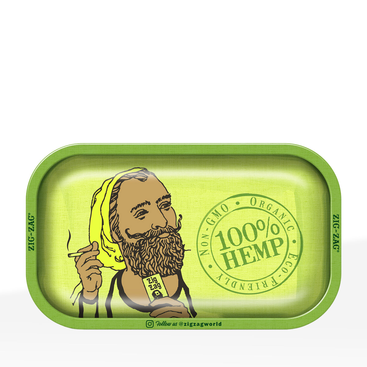 Zig-Zag® Rolling Tray | 'Hemp Green' |  Small - 10.75" x 6.5" - Metal