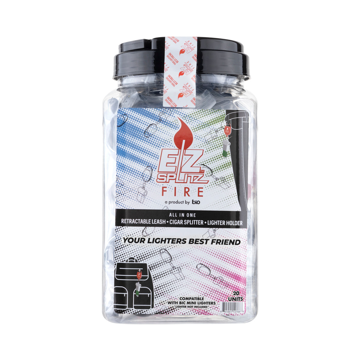 EZ Splitz | 'Non Pre-Priced' FIRE Cigarillo Blunt Splitter & Lighter Holder | Assorted Colors - 20 Count