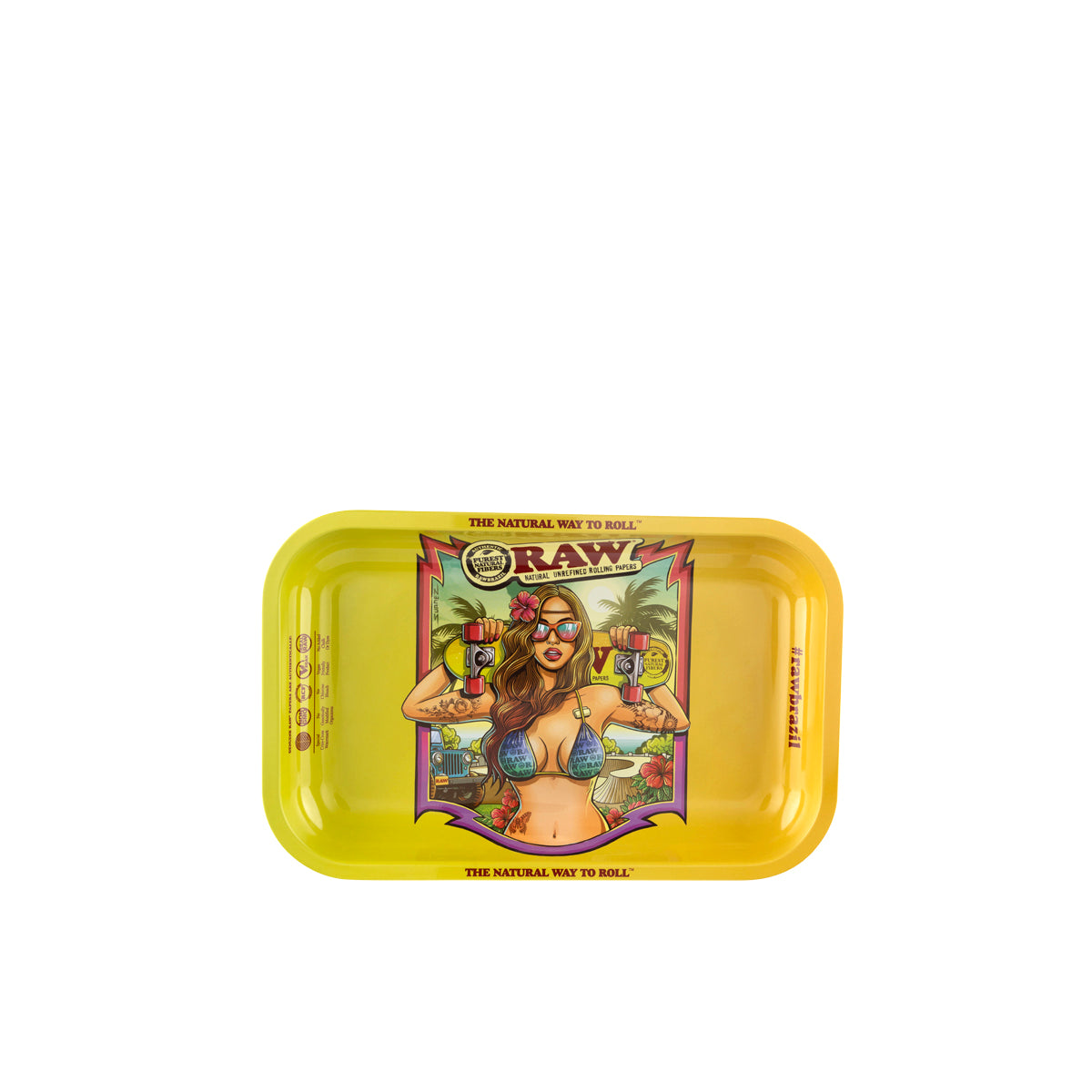 RAW® | 'Brazil Girl' Rolling Tray | Small - 11" x 7" - Metal