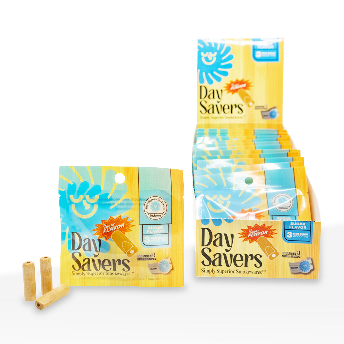 DaySavers | Filter Tips | Various Styles - 9mm - 20 Count - Biohazard Inc - Sugar Flavored Birch Wood Filter Tips