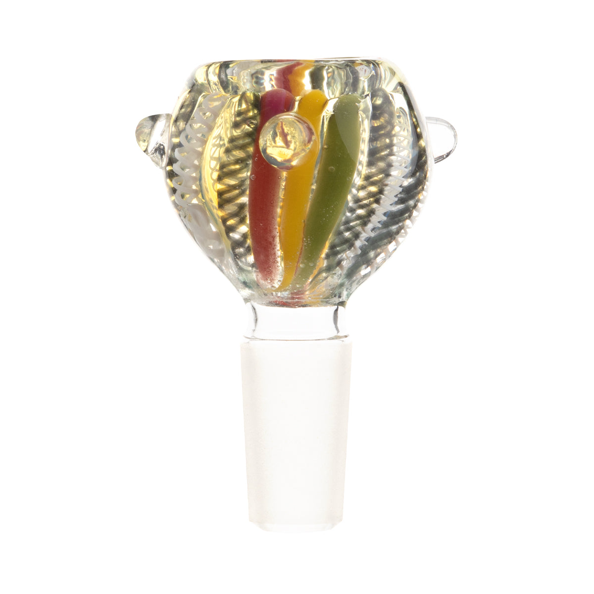 Bowl | Lattacino Rasta Stripe White Swirl Bowls | 14mm - Rasta