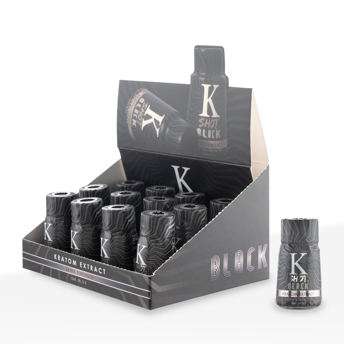 Kratom | K Shot 10ml Black Extract Shot | 900mg - 0.3oz - 12 Count