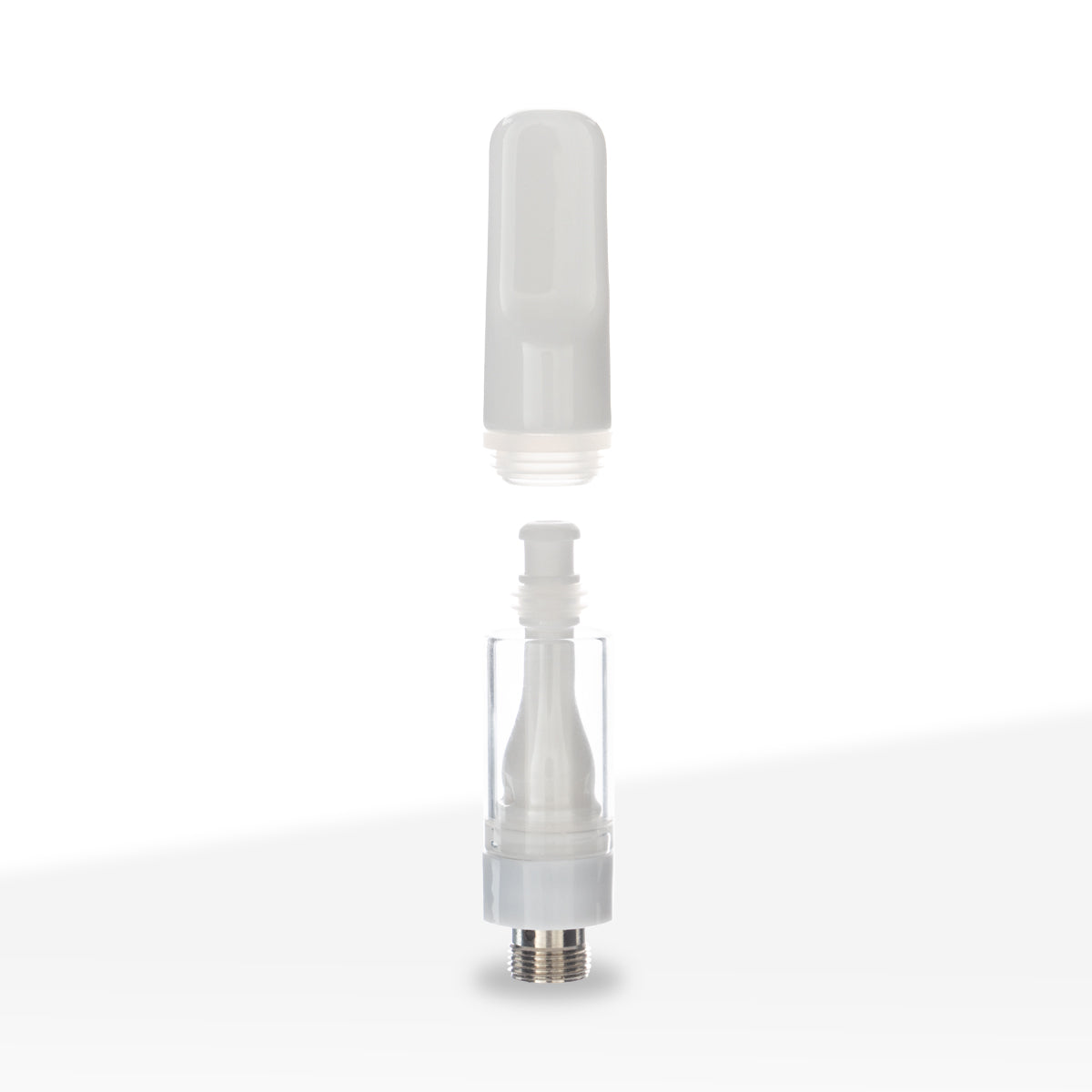 510 Vape Cartridge | Full Ceramic with White Mouth Tip | 0.5g - Press On - 100 Count