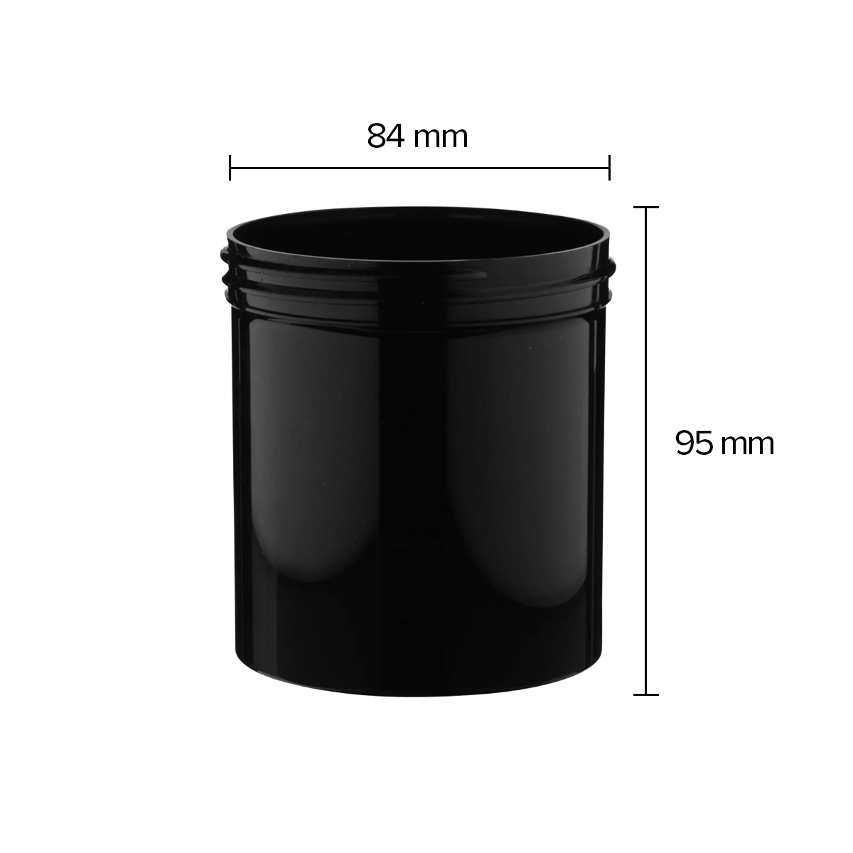 Plastic Jar | Wide Mouth Straight Sided Plastic Jars - Black | 89mm - 16oz - 205 Count Child Resistant Jar Biohazard Inc   