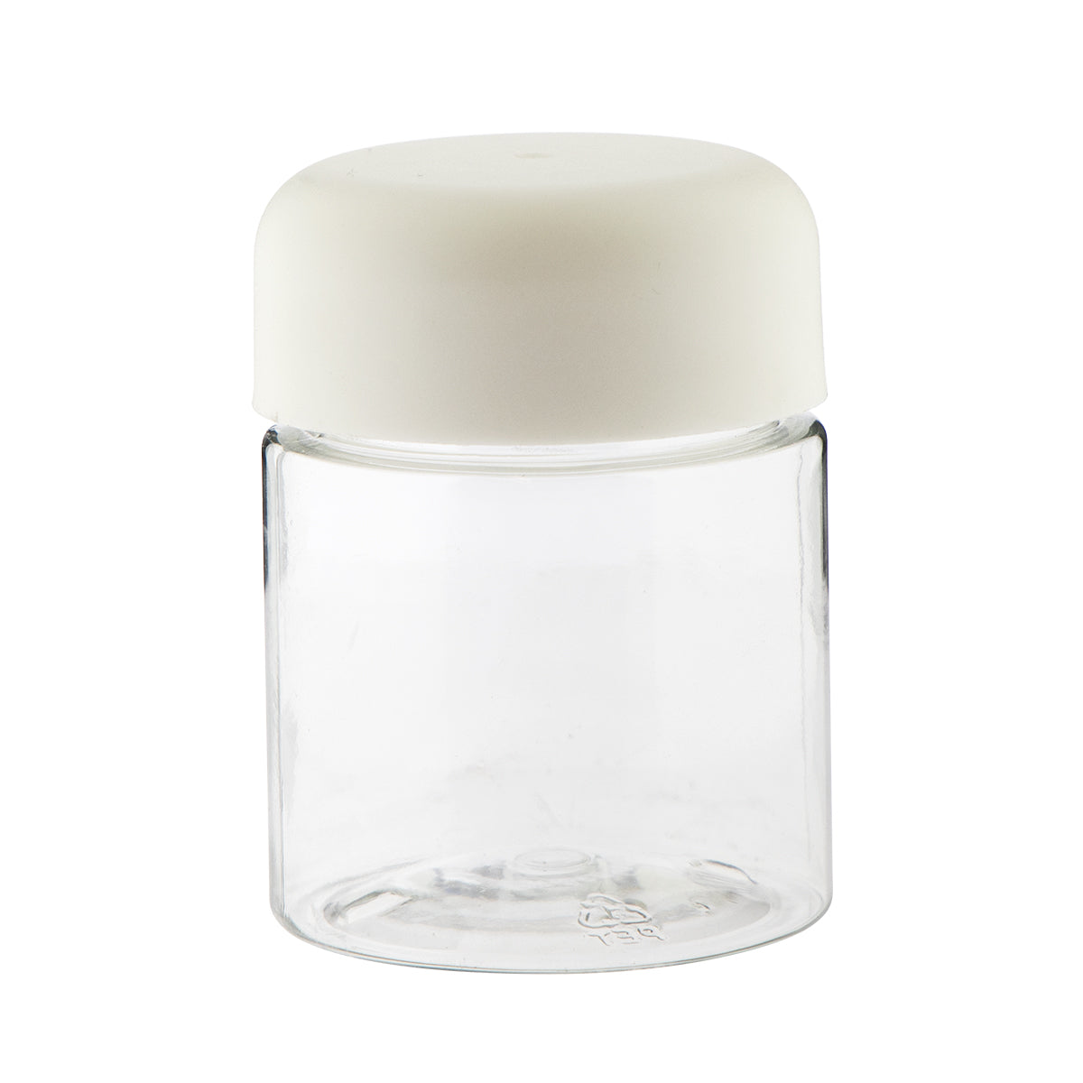 Child Resistant | Straight Sided Plastic Jars w/ Dome Caps - Clear/White | 53mm - 4oz - 100 Count