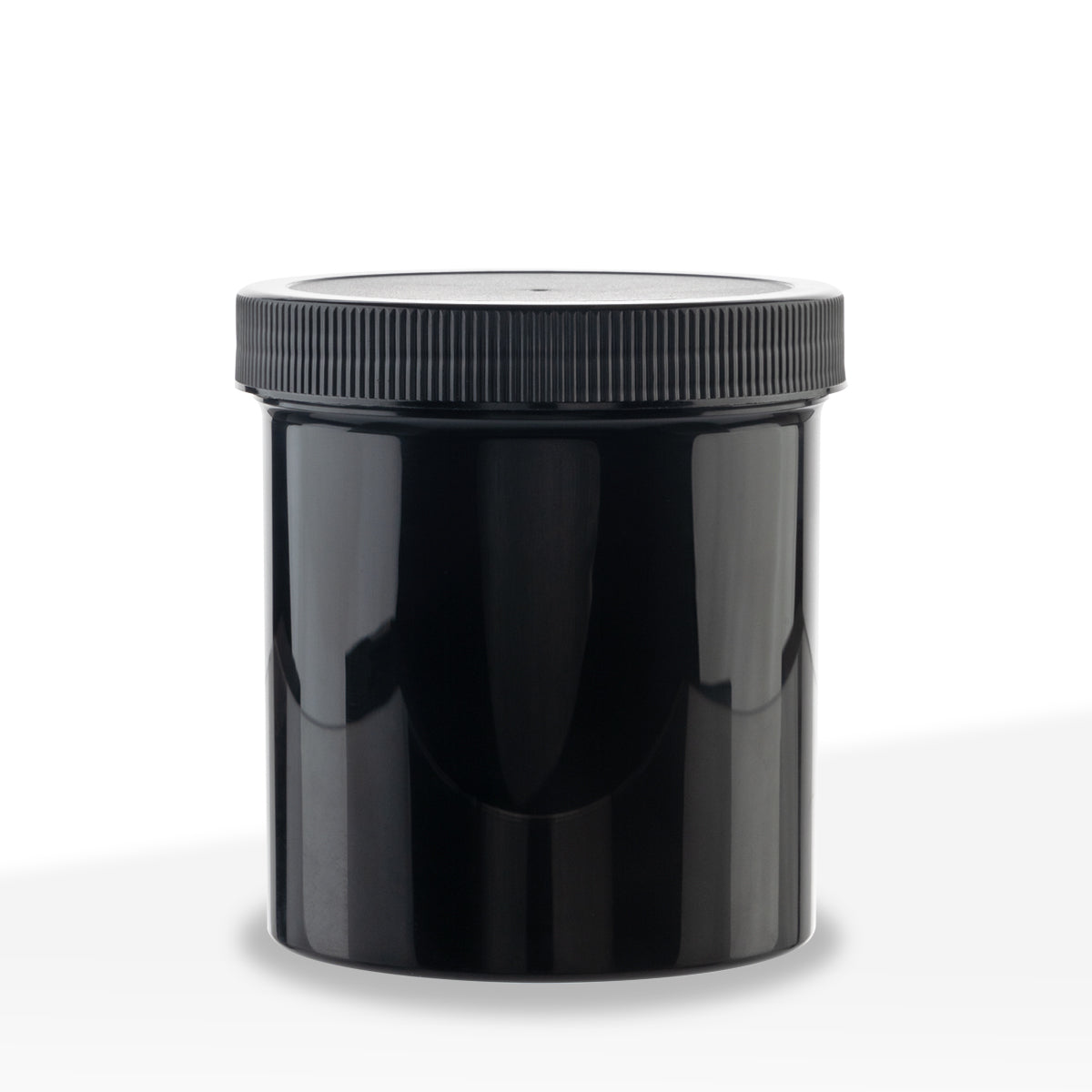 Plastic Jars with Caps | Wide Mouth Straight Sided w/ Black Caps | 16oz - Black - 205 Count