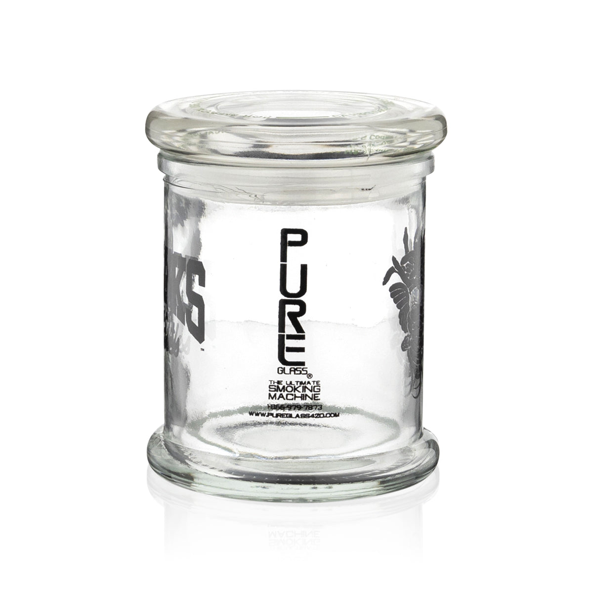 Crooks & Castles x PURE Glass Stash Weed Jar | Straight Sided w/ Glass Lid | 32oz - Clear