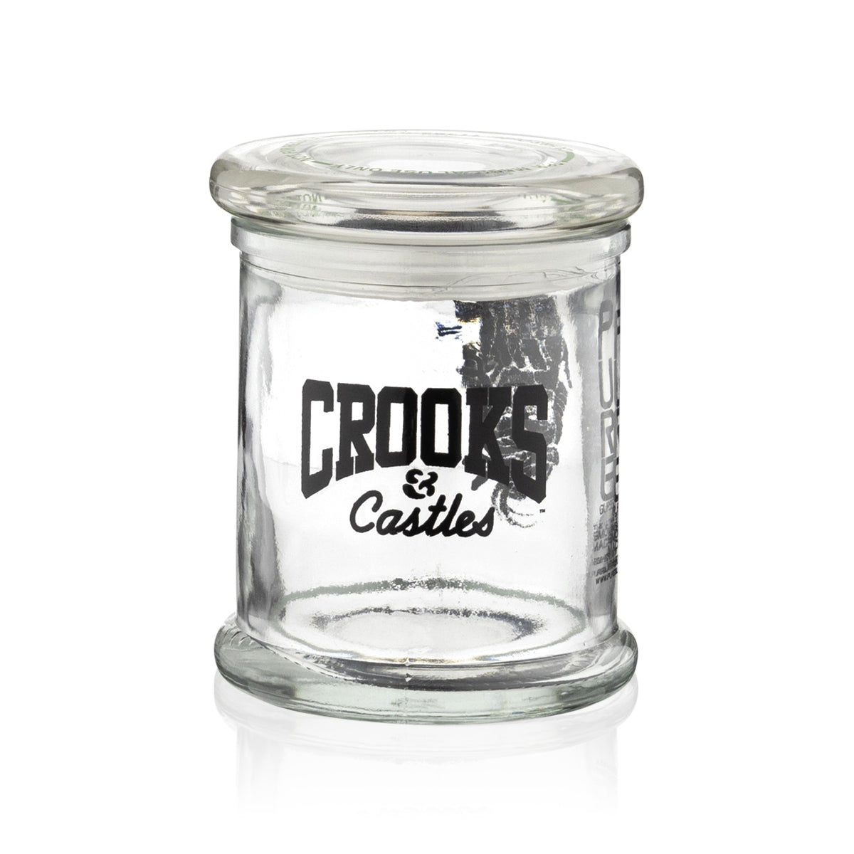 Crooks & Castles x PURE Glass Stash Weed Jar | Straight Sided w/ Glass Lid | 32oz - Clear