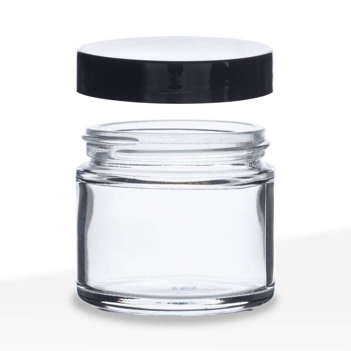 Glass Jars with Caps | Straight Sided w/ Black Caps | 2oz - Clear - 240 Count