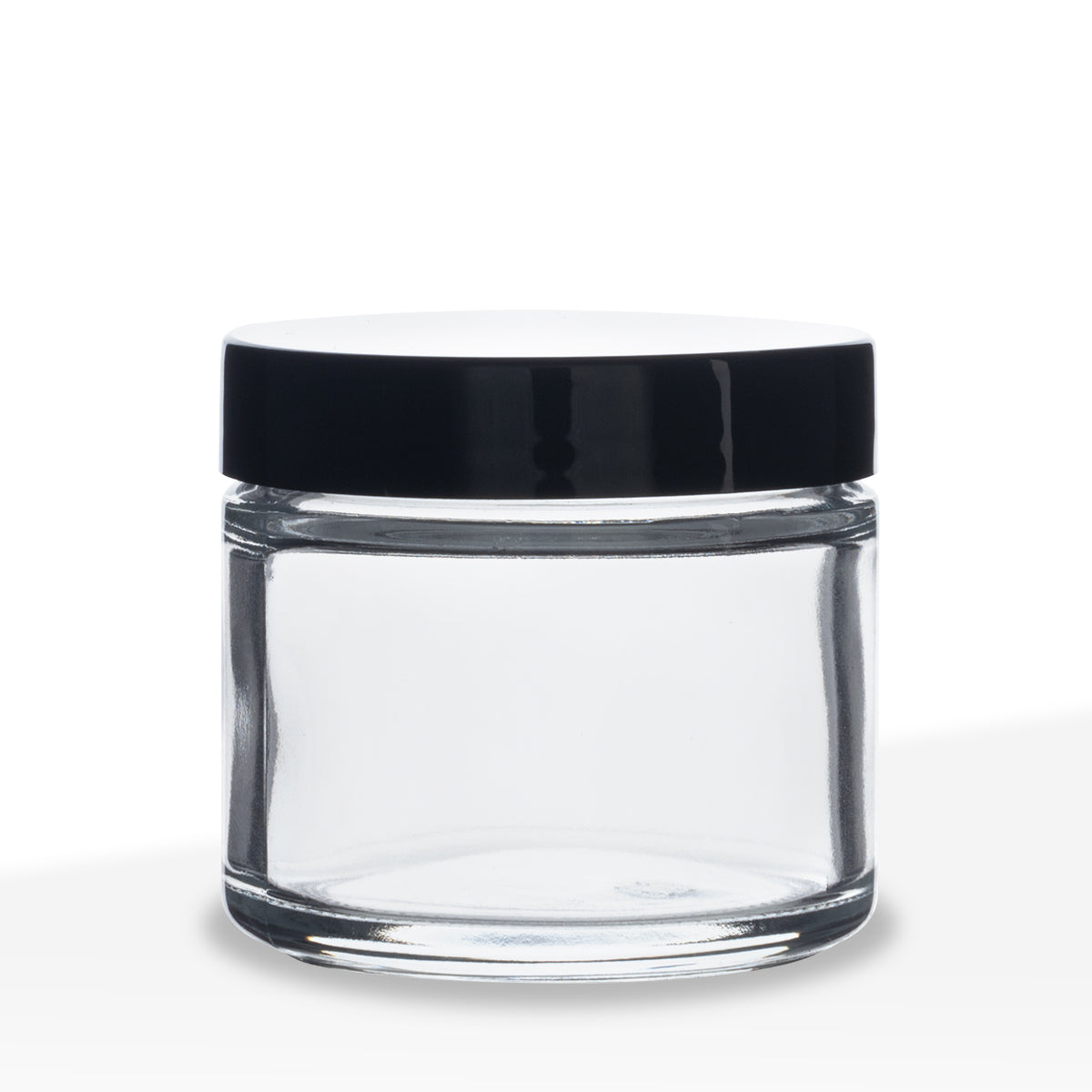 Glass Jars with Caps | Straight Sided w/ Black Caps | 2oz - Clear - 240 Count