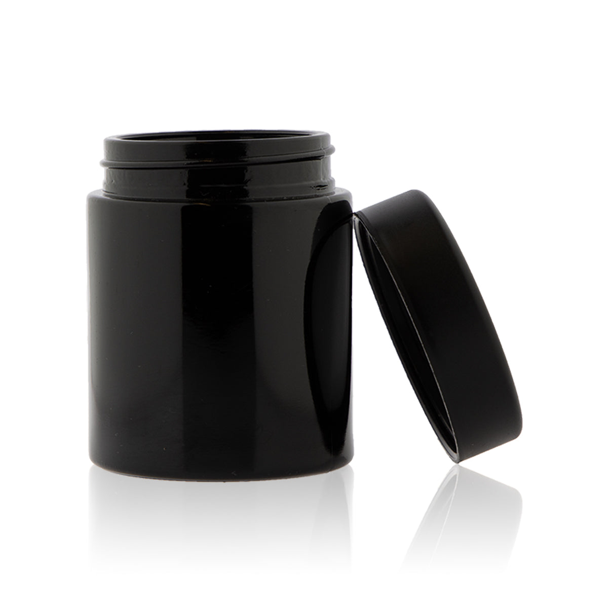 Glass Jar | Child Resistant Straight Sided w/ Flush Caps | Black