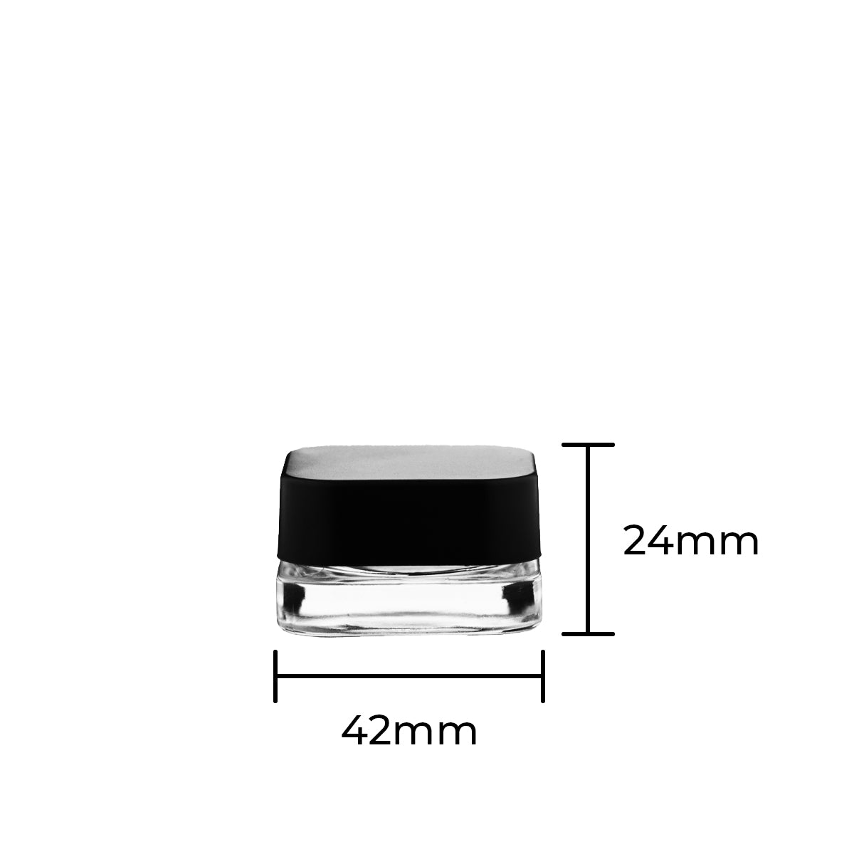 Glass Concentrate Jar | Child Resistant Square w/ Caps | 9ml - Various Colors - 250 Count - Biohazard Inc - Clear Jar with Black Cap
