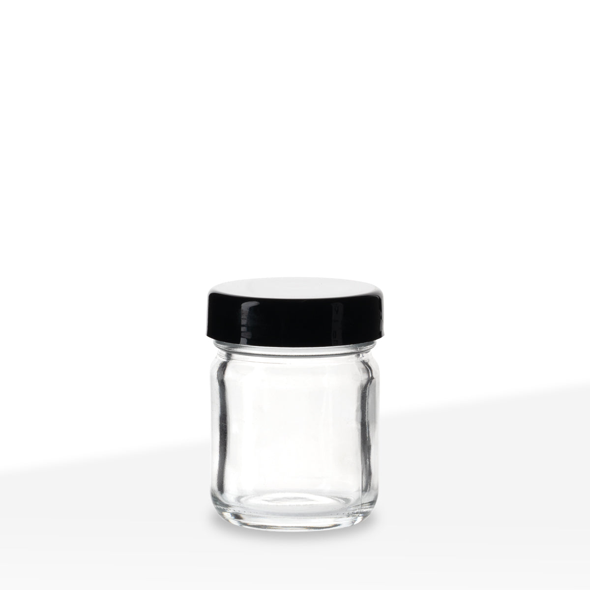 Glass Jar | Straight Sided Clear Glass Jars w/ Smooth Black Caps | 1oz - 252 Count