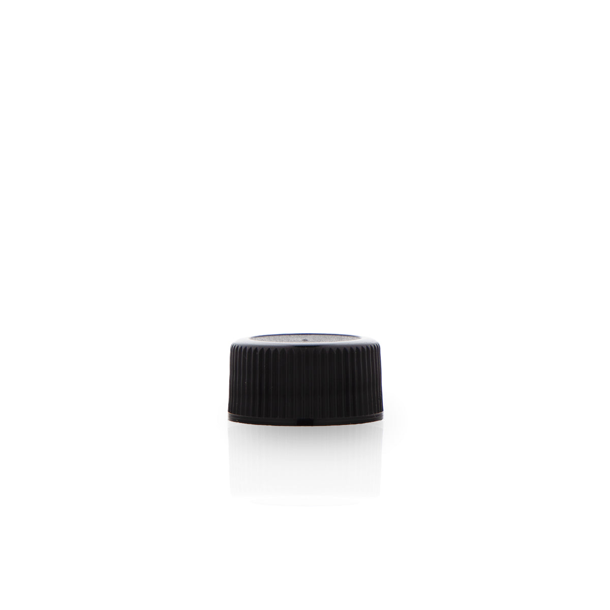 Plastic Cap | Ridged Polypropylene w/ Foam Liner | 18mm - Black - 240 Count