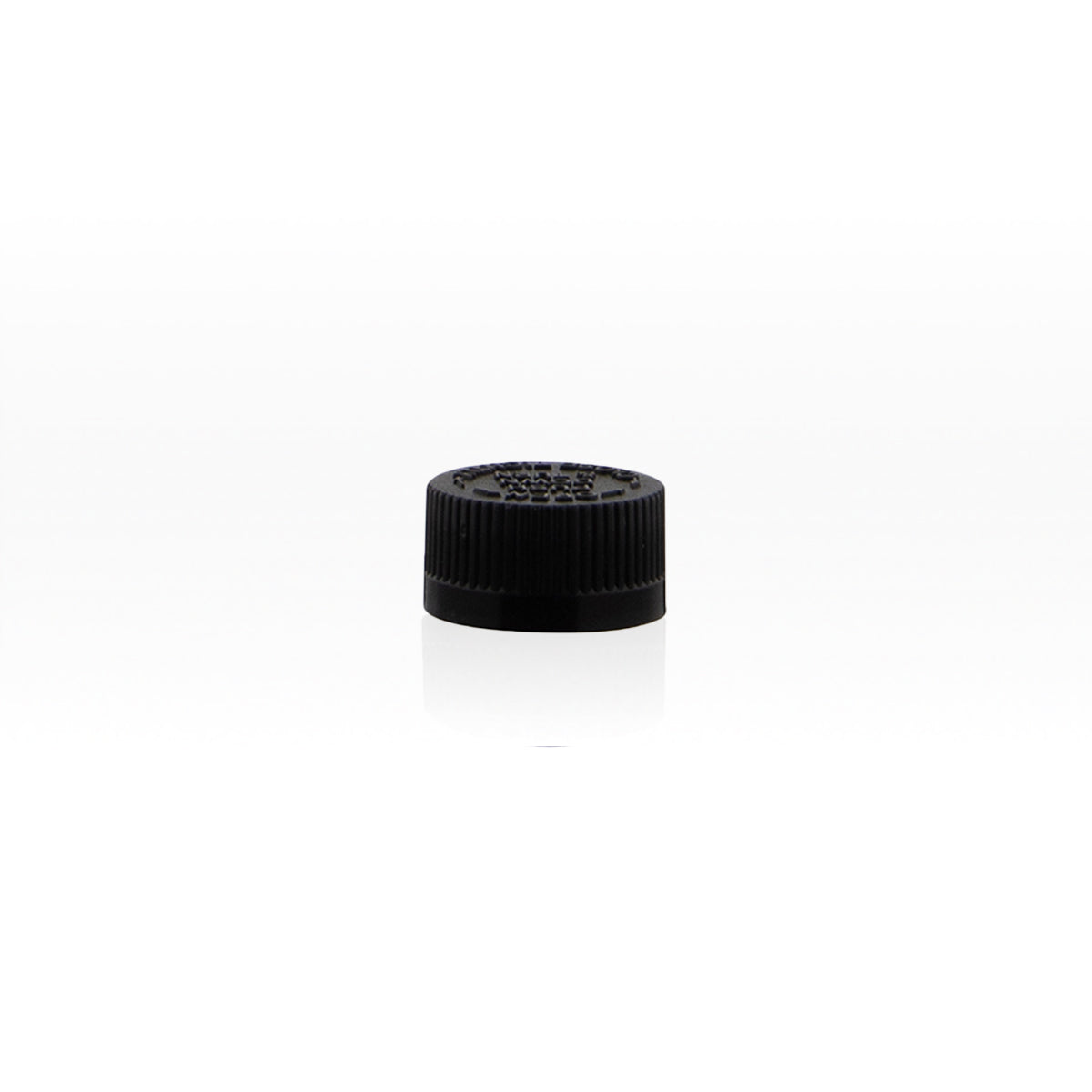 Child Resistant Plastic Caps | Embossed Text w/ Foam Liner | 20mm - Black - 240 Count