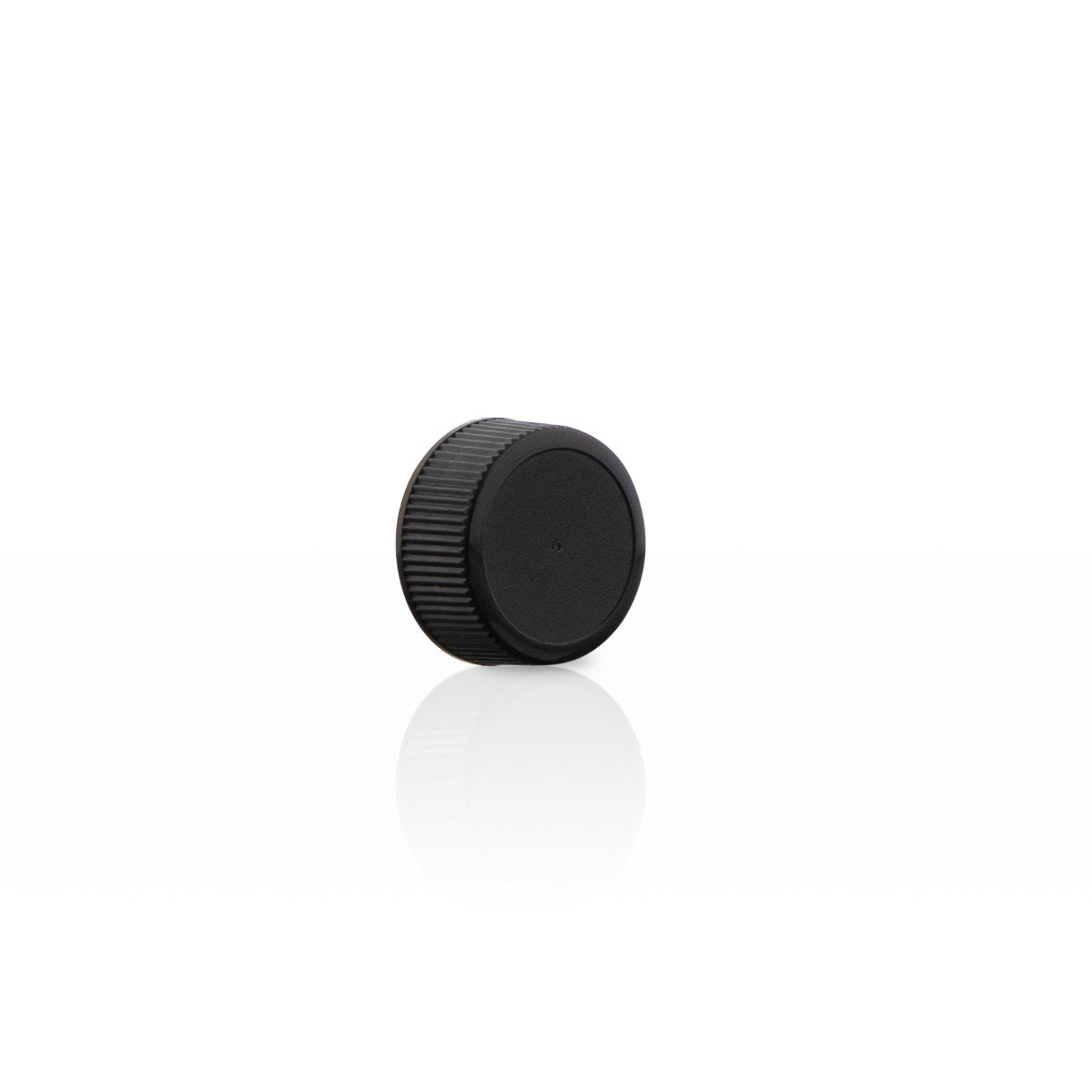 Plastic Cap | Ribbed Screw Thread w/ Foam Liner | 22mm - Black - 144 Count