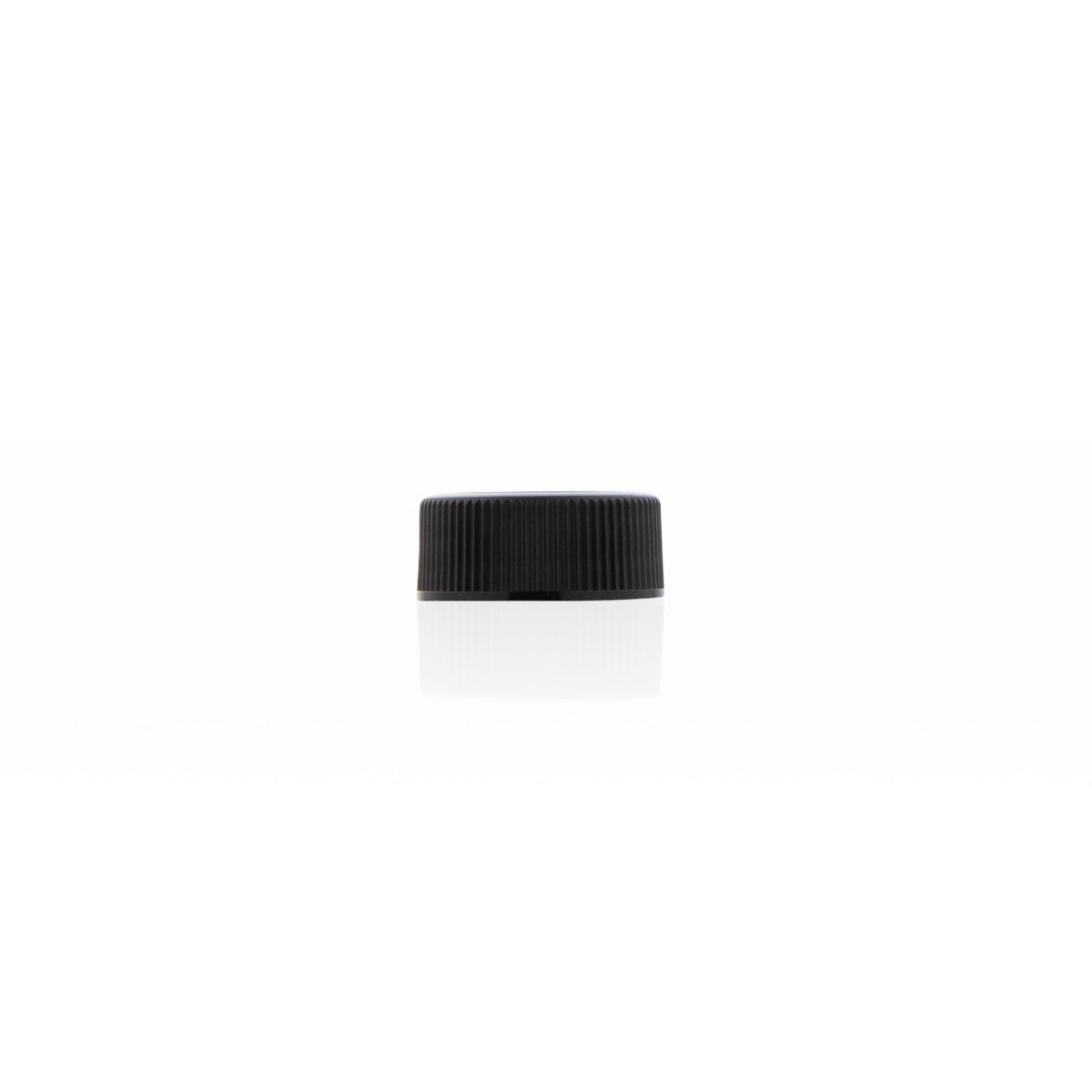 Plastic Cap | Ribbed Screw Thread w/ Foam Liner | 22mm - Black - 144 Count