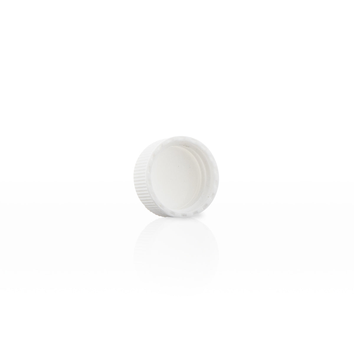 Plastic Cap | Ribbed Screw Thread w/ Foam Liner | 22mm - White - 144 Count