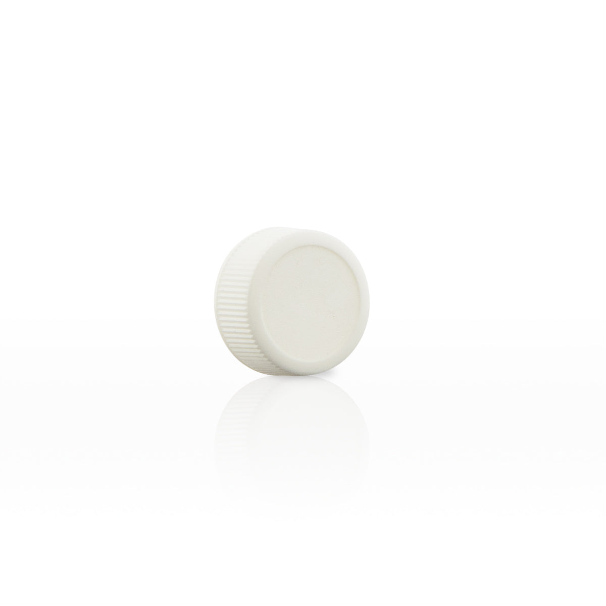 Plastic Cap | Ribbed Screw Thread w/ Foam Liner | 24mm - White - 144 Count