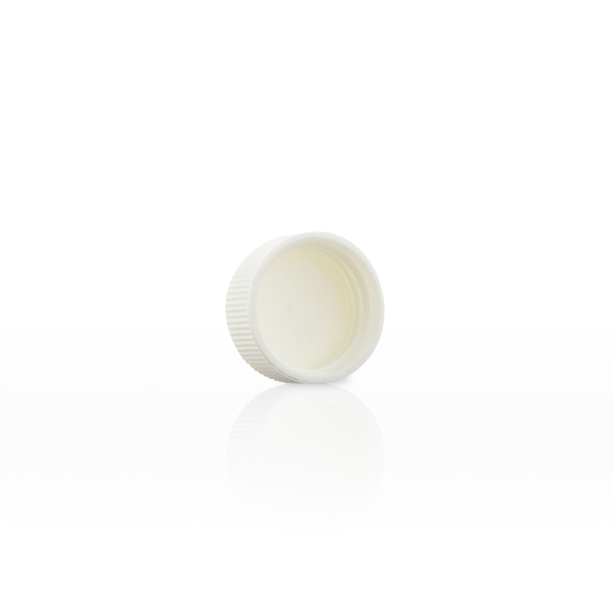 Plastic Cap | Ribbed Screw Thread w/ Foam Liner | 24mm - White - 144 Count