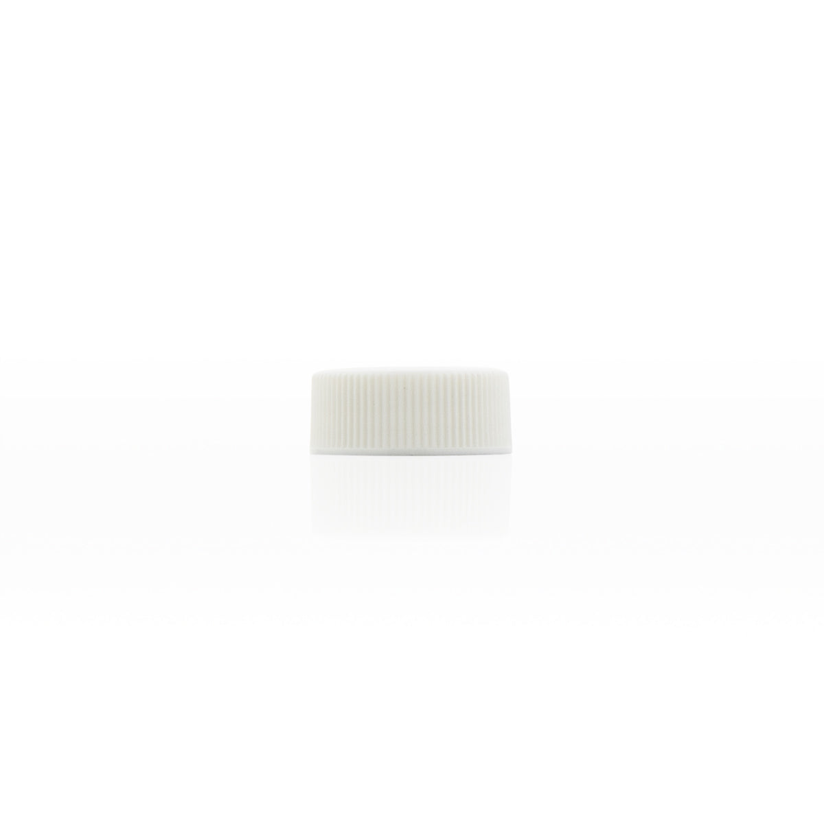 Plastic Cap | Ribbed Screw Thread w/ Foam Liner | 24mm - White - 144 Count