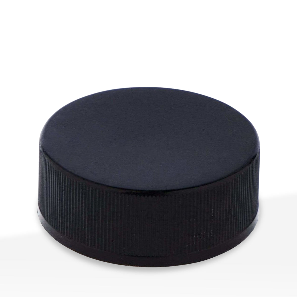 Child Resistant Plastic Caps | Ribbed Gloss w/ Foam Liner | 38mm - Black - 80 Count