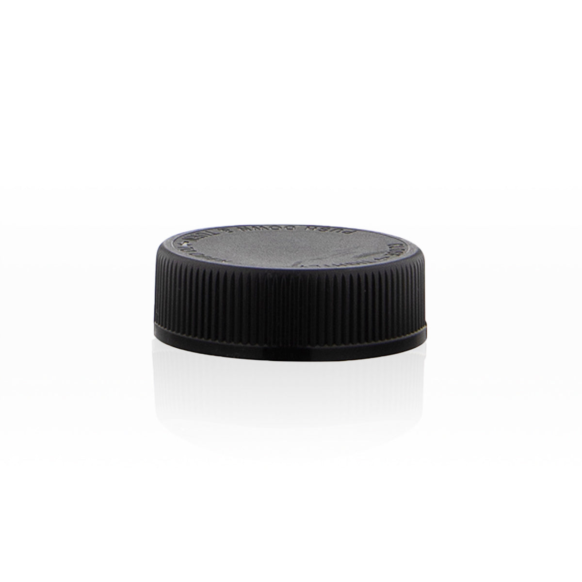 Child Resistant Plastic Caps | Ribbed Push Down & Turn w/ Foam Liner | 45mm - Black