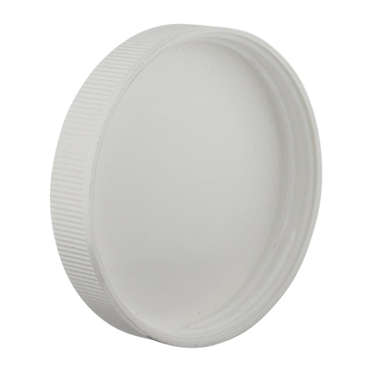 Child Resistant Plastic Caps | Ribbed Push Down & Turn w/ Foil Liner | 89mm - Matte White