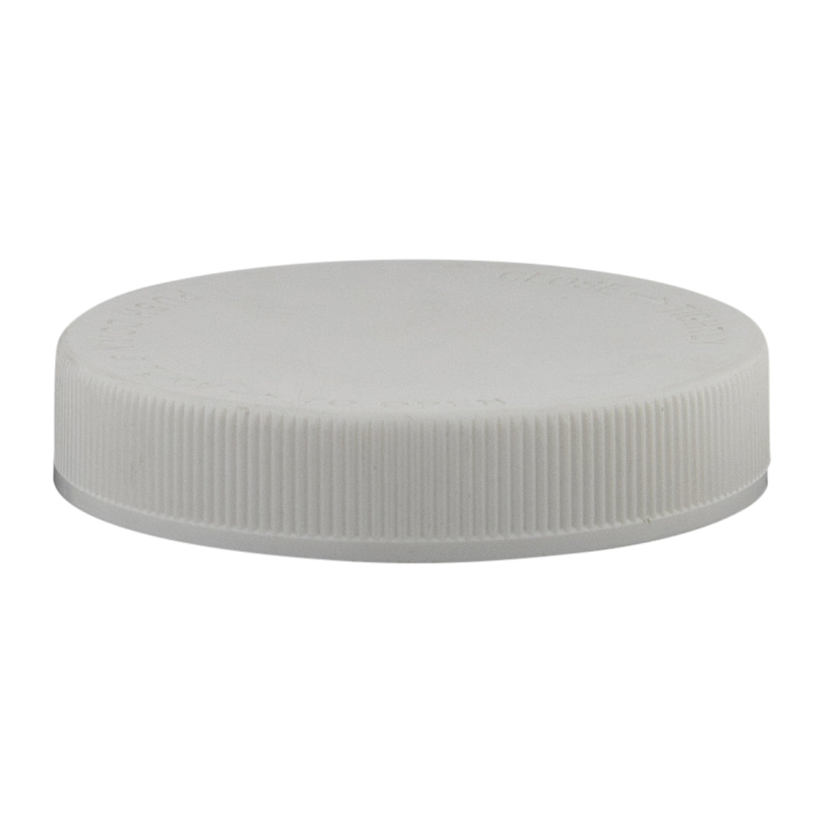 Child Resistant Plastic Caps | Ribbed Push Down & Turn w/ Foil Liner | 89mm - Matte White