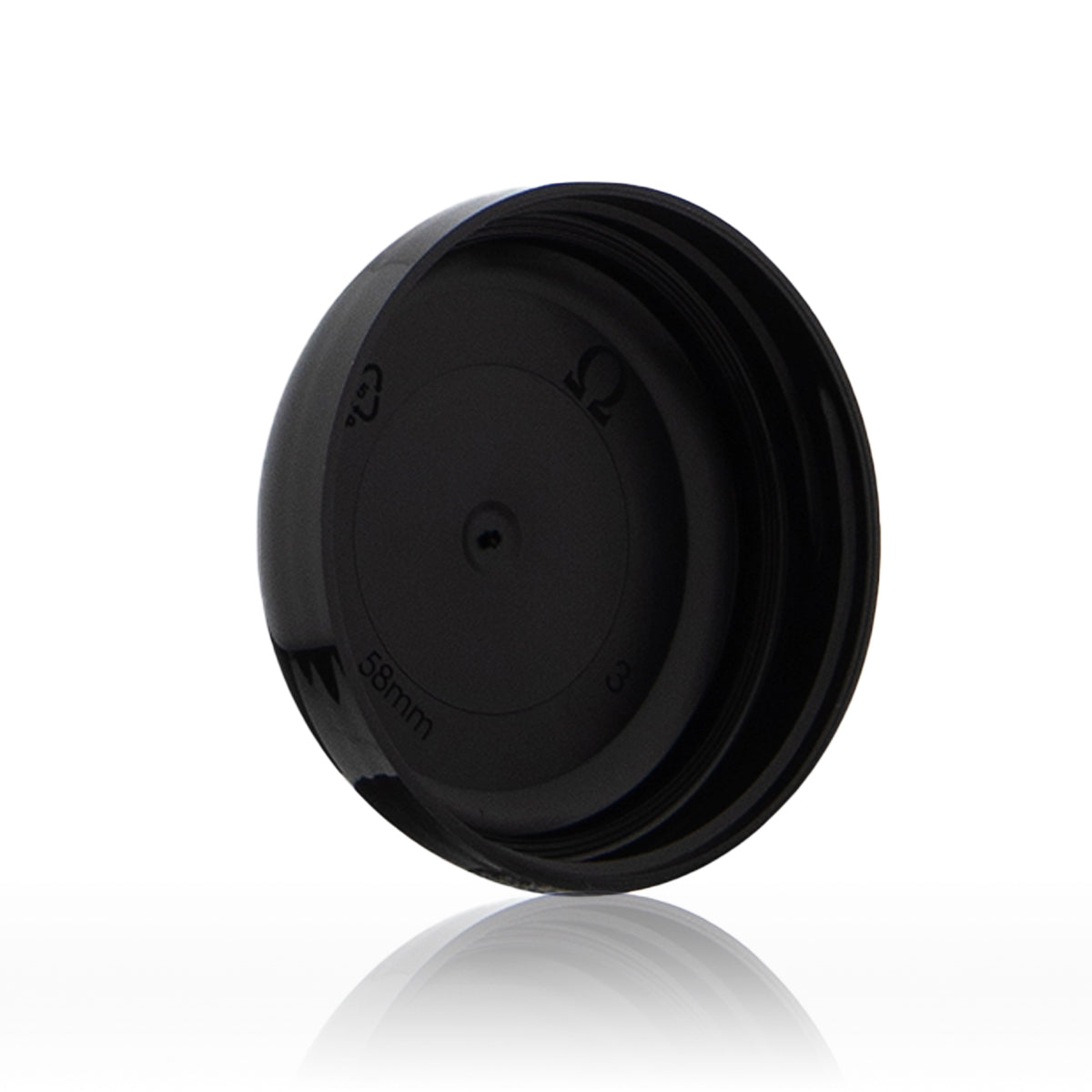 Plastic Caps | Dome Gloss Unlined | 58mm - Black