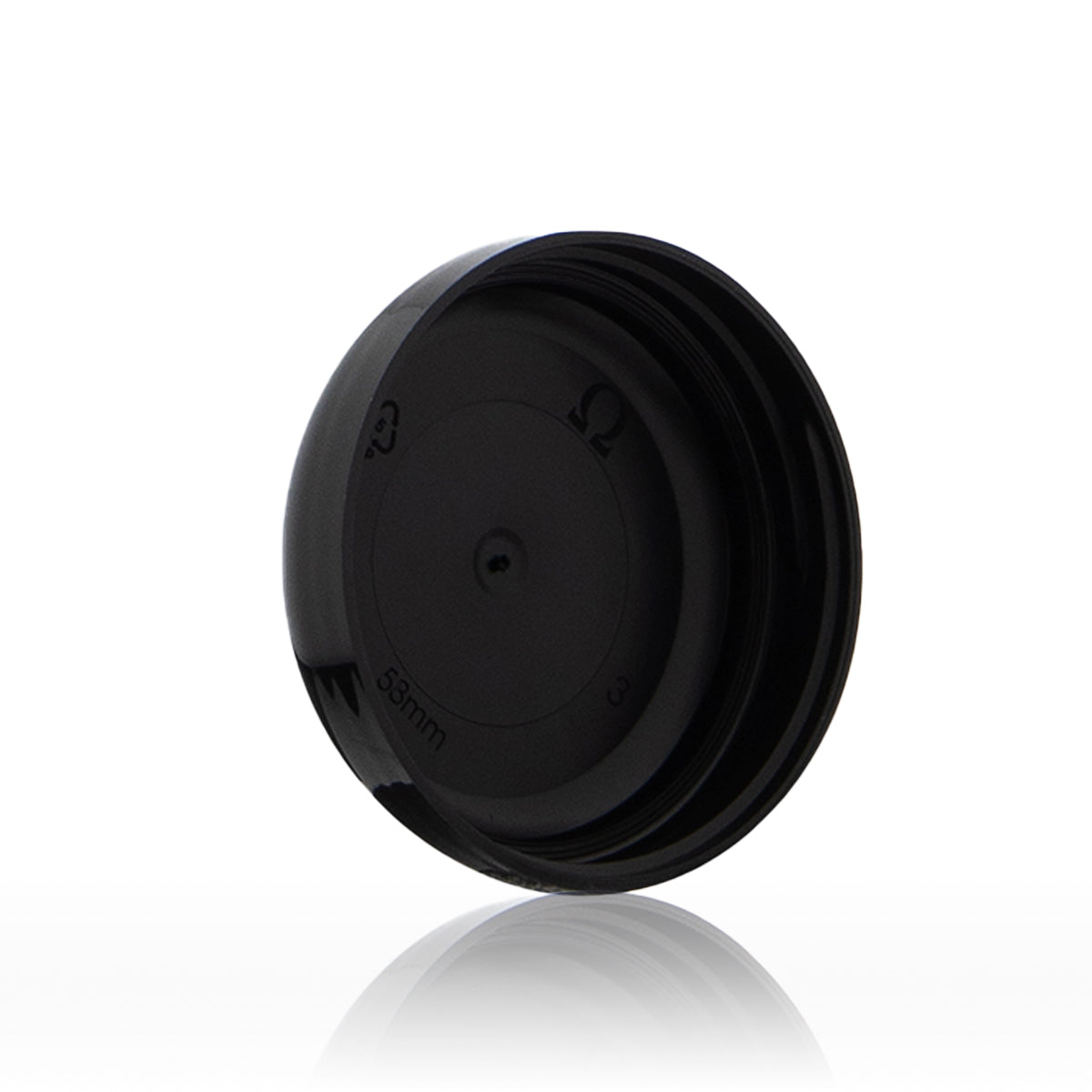 Plastic Caps | Dome Glossy Unlined | 53mm - Black - 120 Count