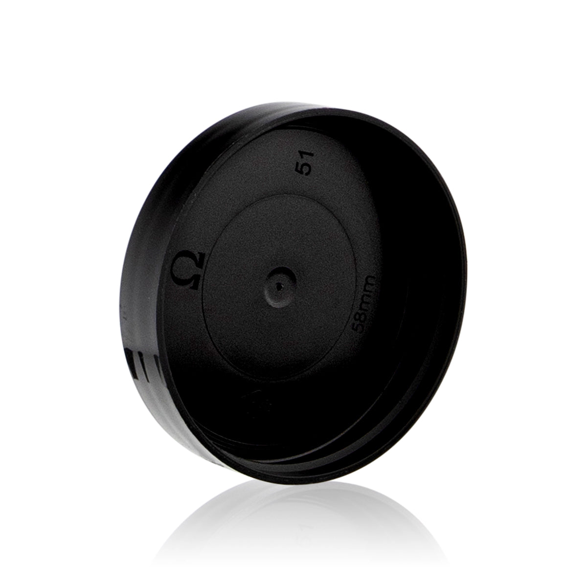 Plastic Cap | Smooth Gloss w/ No Liner | 58mm - Black