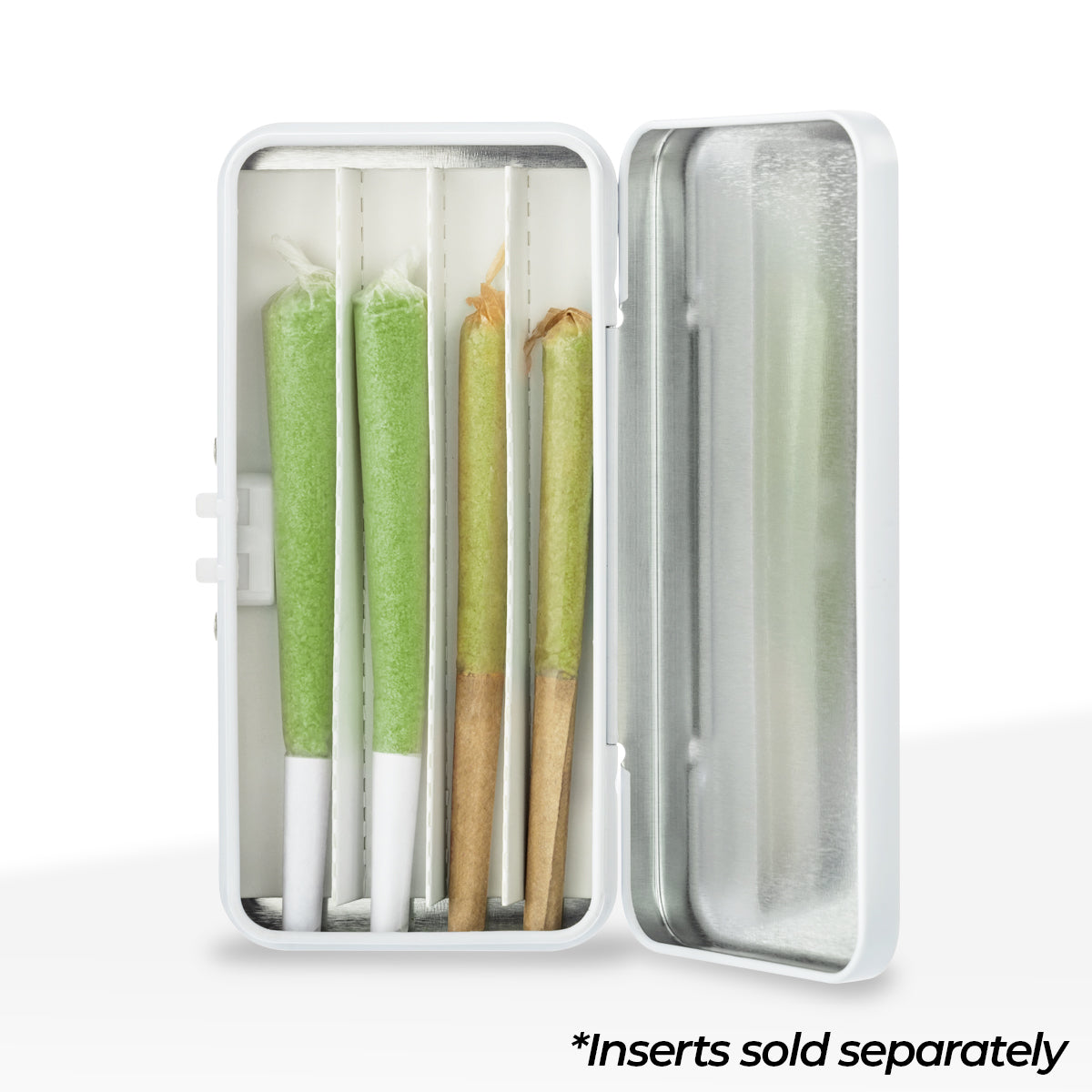 Child Resistant Edible Container | Metal Tin | 4.75" x 2.25" - 300 Count - Various Colors - Biohazard Inc - White
