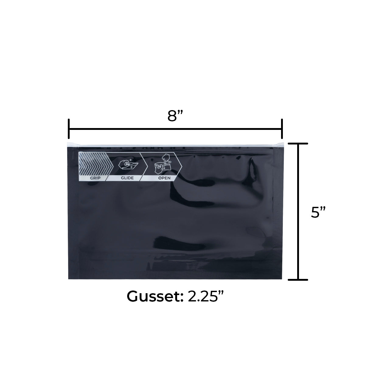 Child Resistant | Grip N Glide™ Black Mylar Bags | 8" x 5" - 28g - Various Counts - Biohazard Inc - No Tear Notch