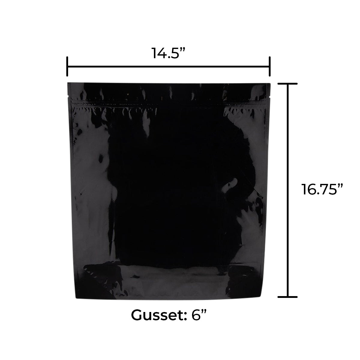 Tamper Evident | Glossy Black Mylar Bags | 15" x 17" - 448g - 100 Count - Biohazard Inc