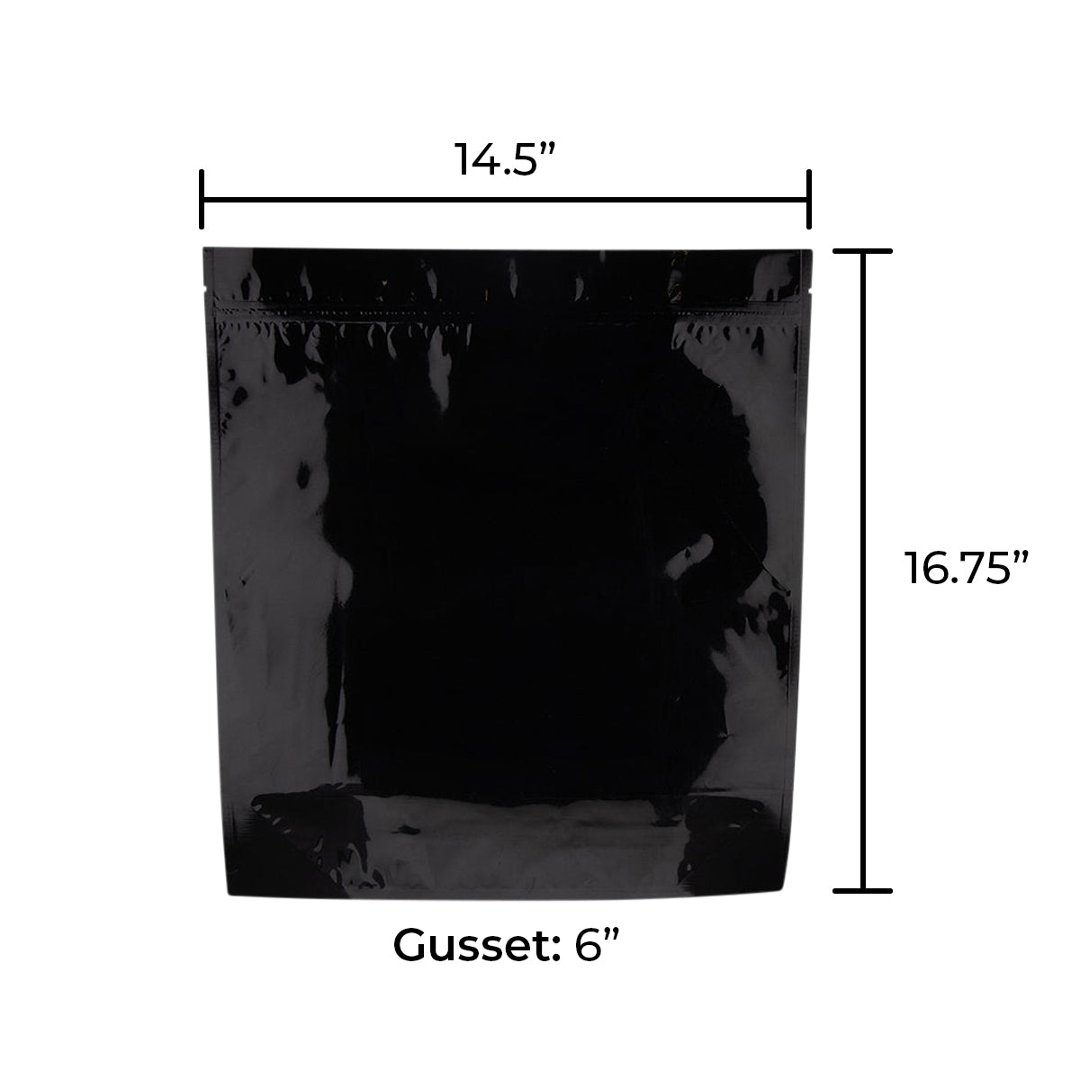 Tamper Evident | Glossy Black Mylar Bags | 15" x 17" - 448g - 100 Count - Biohazard Inc