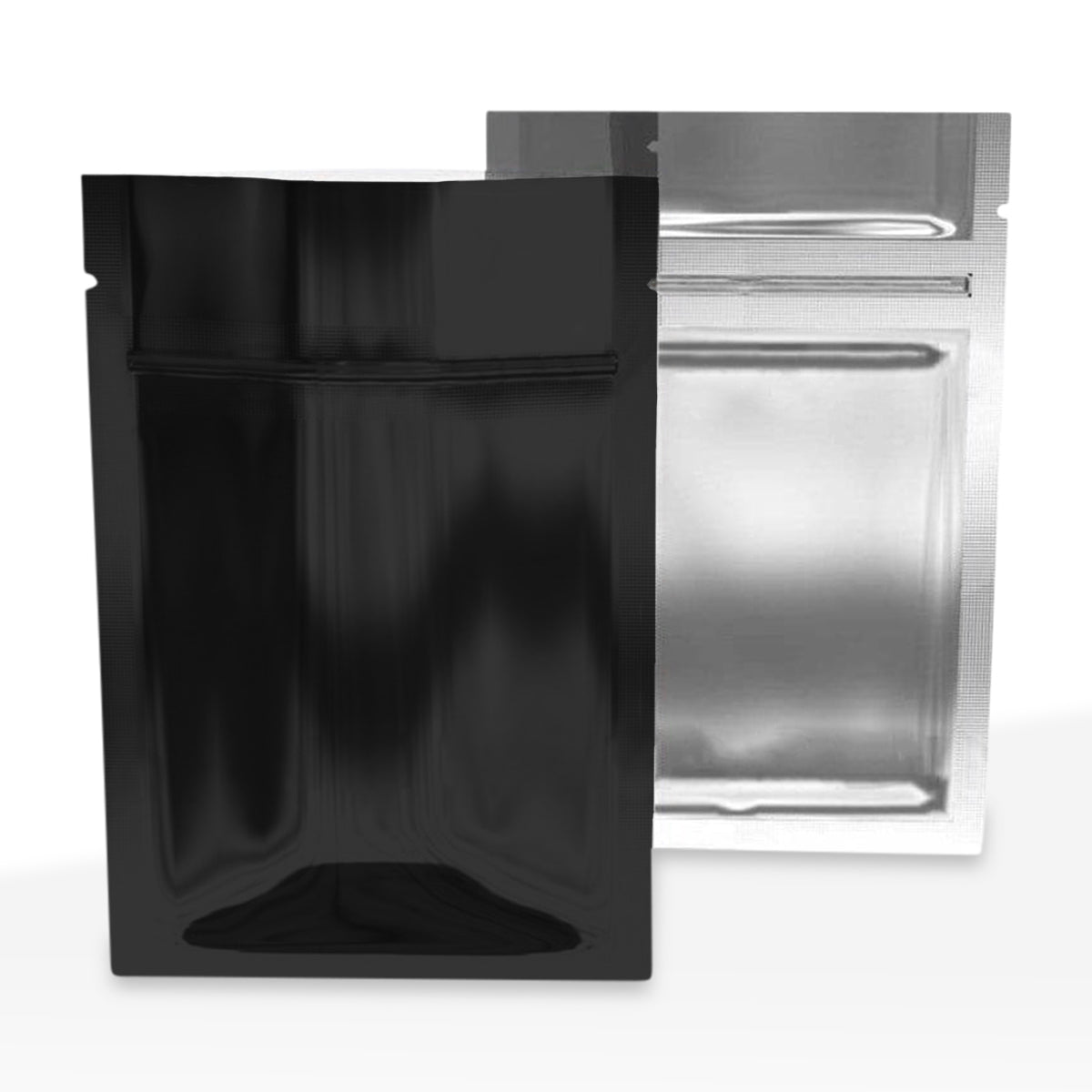 Tamper Evident | Glossy Black Vista Mylar Bags | 3" x 4.5" - 1g - 1000 Count - Biohazard Inc - Tear Notch