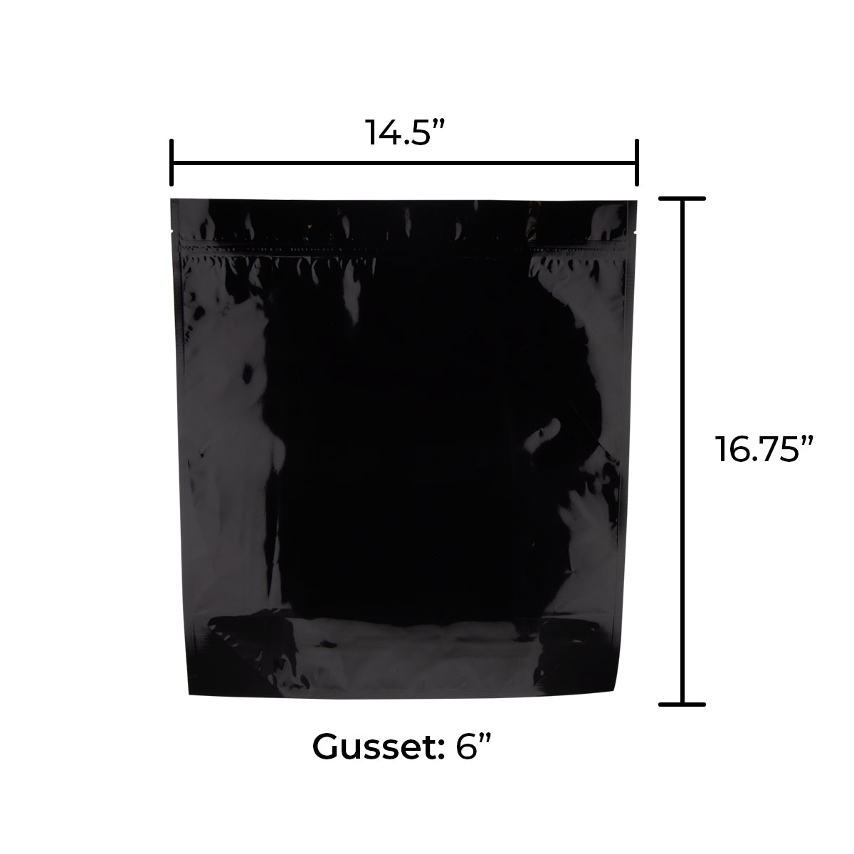 Tamper Evident | Glossy Black Vista Mylar Bags | 14.5" x 17" - 448g - 100 Count Mylar Bag Biohazard Inc   