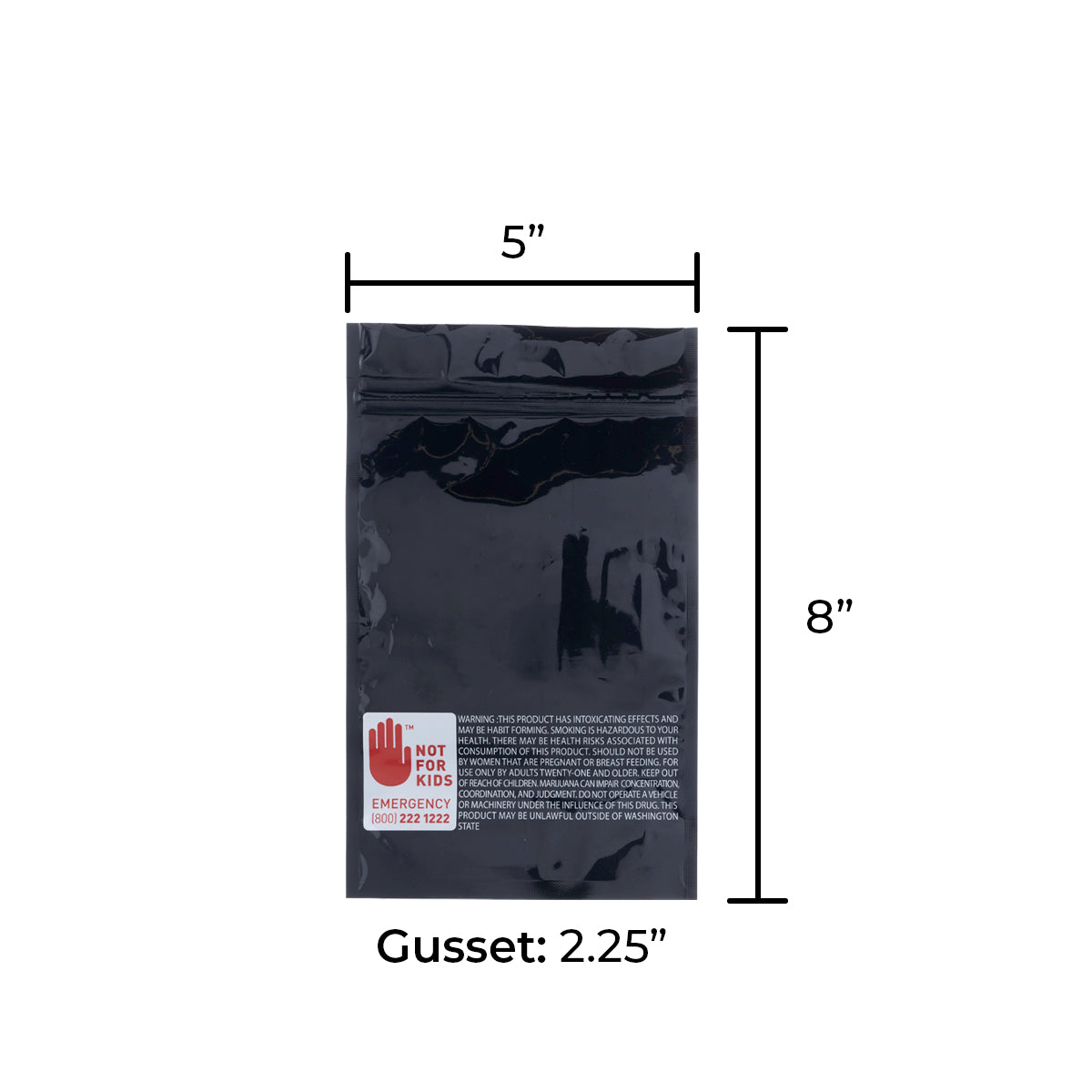 Tamper Evident | Black Vista Mylar Bags | Washington State Compliant - Various Sizes Mylar Bag Biohazard Inc 5" x 8" - 14g - 1000 Count  