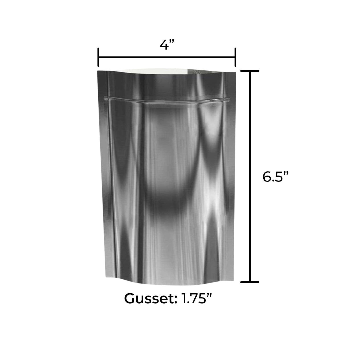 Tamper Evident | Silver Vista Mylar Bags | 4" x 6.5" - 7g - 1000 Count - Biohazard Inc - Tear Notch